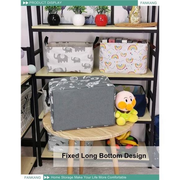 Storage Basket,Nursery Hamper Canvas Laundry Basket Foldable with Waterproof - Picture 5 of 8